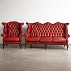 Chesterfield Queen Anne style - Zitgroep (2) - Leder, Antiek en Kunst