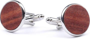 Manchetknoop Rose Wood Zilver maat one size Heren, Verzenden, Nieuw