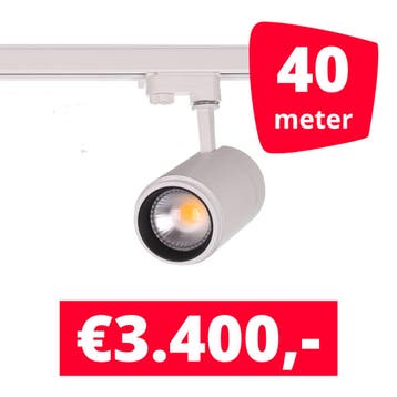 LED Railverlichting Easy Focus 25W Wit 40 spots + 40M rails, Ophalen of Verzenden