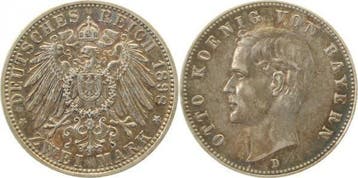 Duitsland 2 Mark Otto Bayern 1898 D Patina vorzueglich +..., Verzenden