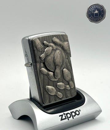 Zippo, No Reserve Price - Bowling Strike 3D Pewter Emblem (E, Nieuw
