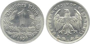Duitsland 1 Reichsmark 1939 G J 354 praegefrisch/fast pra..., Verzenden