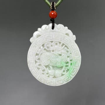 Gecertificeerde jadeiet (A-jade) Kirin Amulet Pendant -, Verzamelen