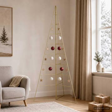 vidaXL Metalen kerstboom KUOPIO 180 cm Staal Goud, Verzenden, Nieuw