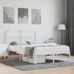 vidaXL Bedframe met hoofdbord metaal wit 120x200 cm, Huis en Inrichting, Slaapkamer | Bedden, Verzenden, Wit, Nieuw, Twijfelaar