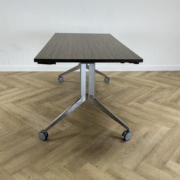 Haworth verrijdbare klaptafel 160x80 cm Zebrano blad, Ophalen of Verzenden, Gebruikt