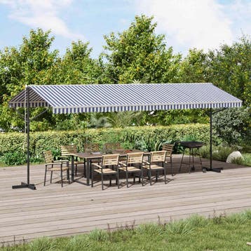 vidaXL Luifel vrijstaand 600x300 cm stof en staal blauw en, Verzenden, Nieuw