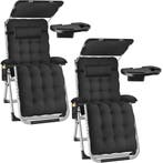 Ligstoel Cloud II met zonnekap, opvouwbaar - zwart, Set van, Verzenden, Nieuw