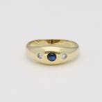 Ring - 14 karaat Geel goud Saffier - Diamant, Sieraden, Tassen en Uiterlijk, Ringen, Nieuw