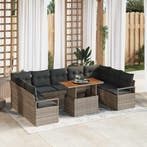 vidaXL Tuin Sofa Set met kussen 10 pcs Grijs en Bruin, Verzenden, Nieuw, Rotan