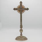 Reliekhouder heilig kruis reliek - Messing - 1850-1900, Antiek en Kunst