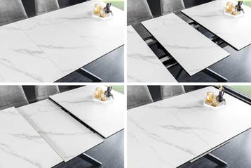 Uitschuifbare eettafel ALPINE 160-200cm wit keramiek marmer, Ophalen of Verzenden, Nieuw