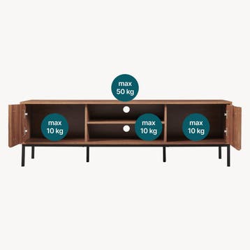 Tv meubel Kilmandar 160x40x49 cm walnootkleurig en zwart [en, Huis en Inrichting, Verzenden, Nieuw