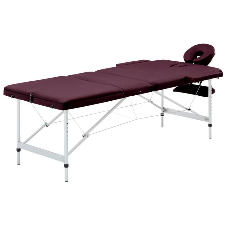 vidaXL Massagetafel inklapbaar 3 zones aluminum wijnpaars, Sport en Fitness, Massageproducten, Nieuw, Verzenden