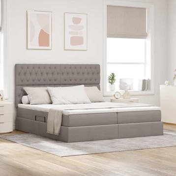 vidaXL Opslag bed met hoofdeinde met opslag Taupe 180 x 200, Verzenden, Nieuw