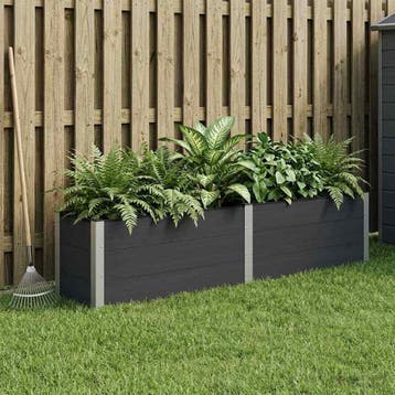 vidaXL Verhoogde plantenbak Zwart 250 x 50 x 54 cm WPC en, Verzenden, Minder dan 60 cm, Nieuw, Hout