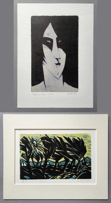 Wolfgang Spittler (1926) - 2 prints: Kopf auf Schwarz +