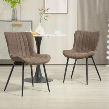 Set van 2 Moderne Gestoffeerde Eetkamerstoelen - Bruin, Huis en Inrichting, Stoelen, Verzenden, Nieuw