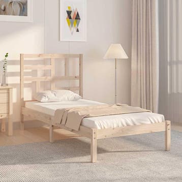 vidaXL Bedframe massief hout 90x190 cm, 90 cm, Eenpersoons, Bruin, Verzenden