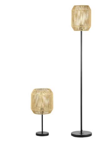 Set van 2 Lampen – Vloerlamp en Tafellamp met Linnen Kap, Huis en Inrichting, Lampen | Vloerlampen, Verzenden, Nieuw