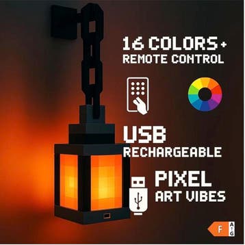 Pixelstijl LED Nachtlamp Draagbare Lantaarn 16 Kleuren, Verzenden, Nieuw