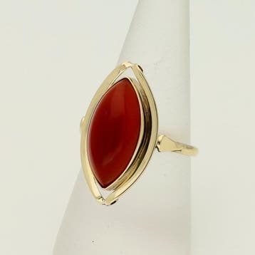 Ring - 14 karaat Geel goud Carneool, Sieraden, Tassen en Uiterlijk, Ringen, Nieuw
