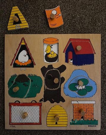 Educo Inlegpuzzel Welk dier woont hier? (9 stukken), Verzenden, Nieuw