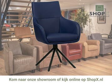 Leren draaibare eetkamerstoel Fancy - Toledo Kobalt (blauw), Nieuw, Leer, Ophalen of Verzenden, 90 cm of meer