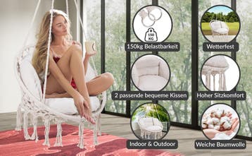 Hangstoel Crème 80x60x140cm (Voor in Huis), Verzenden, Nieuw