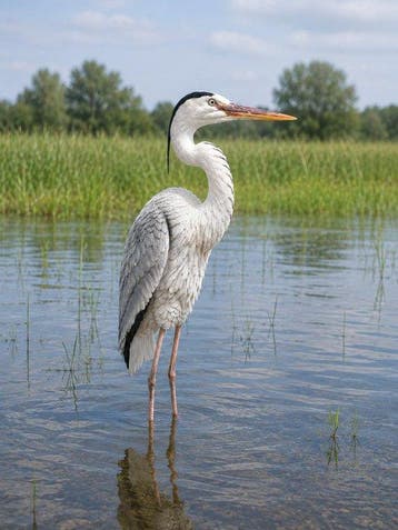 Figuur - grijze reiger - polyresin