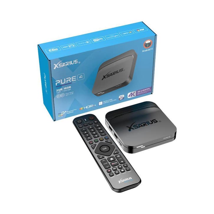 Xsarius Pure 4 Android IPTV Mediastreamer met PremiumTV+ APP, Audio, Tv en Foto, Mediaspelers, Nieuw, HDMI, USB 2.0, Ophalen of Verzenden
