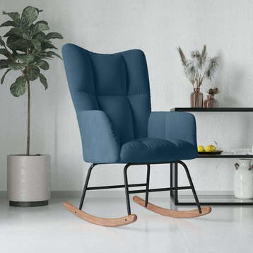 vidaXL Schommelstoel fluweel blauw, Verzenden, Nieuw