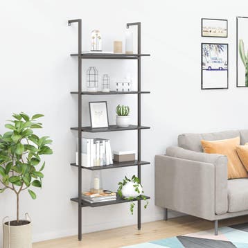 vidaXL Ladderrek met 5 schappen 64x35x185 cm zwart, Verzenden, Nieuw, 50 tot 100 cm, 150 tot 200 cm