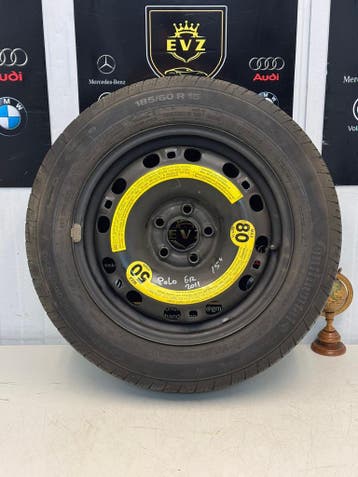 Org.185/60R15 VW Polo bj.2011 reservewiel 5x100 8 mm, Auto-onderdelen, Gebruikt, 15 inch, Banden en Velgen, 185 mm