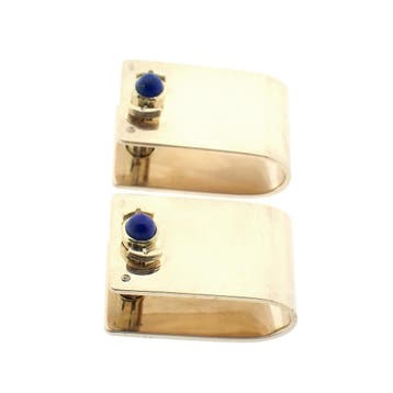 Gouden manchetknopen met Lapis lazuli stenen, Ophalen of Verzenden, Gebruikt, Goud