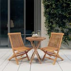 vidaXL 3-delige Tuinset massief teakhout, Tuin en Terras, Verzenden, Nieuw, Hout, Tuinset
