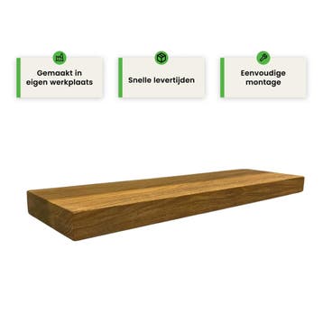 Houten wandplank - Oak - Klein - 4cm dik eiken - Recht, Verzenden, Nieuw