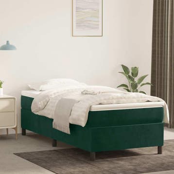 vidaXL Boxspring bed 100x200 cm fluweel donkergroen, 100 cm, Eenpersoons, Verzenden, Nieuw