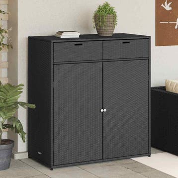 vidaXL Tuinkast 105x55x113 cm poly rattan zwart, Verzenden, Nieuw