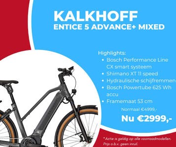 Kalkhoff Entice 5 Advance+ Mixed eBike - Bosch CX - MT 53 cm, 51 tot 55 cm, Ophalen of Verzenden, Nieuw