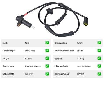 ABS-sensor Kia Sportage 2.0 4WD (K00) Van 2000-10 tot 2003-0, Verzenden, Nieuw, Kia