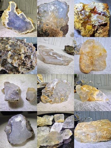 Gemengde mineralenverzameling - Blauwe lace-agaat, gewone