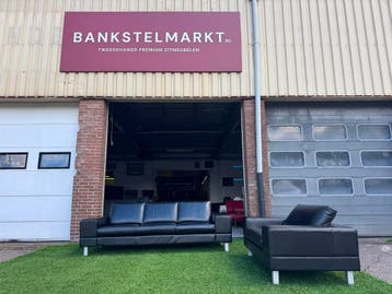 Bankstel Leolux Antipode 3zit bank+1,5 zit design zwart leer, Huis en Inrichting, Banken | Bankstellen, Design, Rechte bank, 200 tot 250 cm