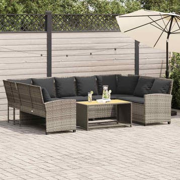 vidaXL Tuinbank met kussens poly rattan lichtgrijs, Verzenden, Nieuw