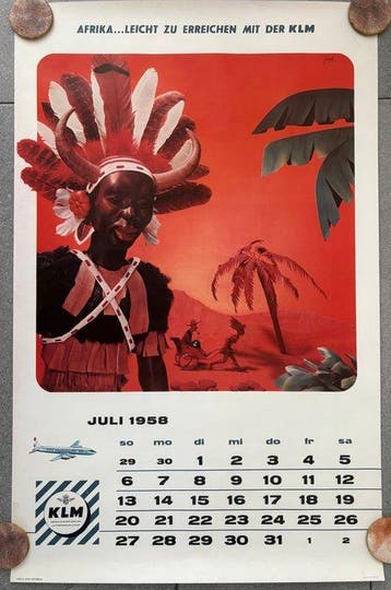 Joop Geesink - Kuhn & Zoon, Rotterdam - KLM - Kalender Juli, Antiek en Kunst