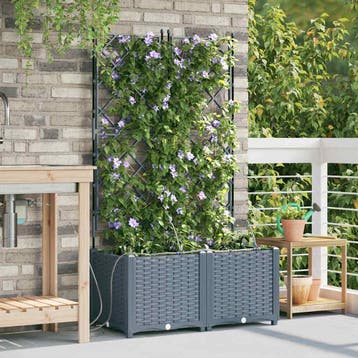 vidaXL Tuin Bloempot 2 st Lichtgrijs 80 x 40 x 142 cm PP, Verzenden, Nieuw, Minder dan 60 cm, 60 cm of meer