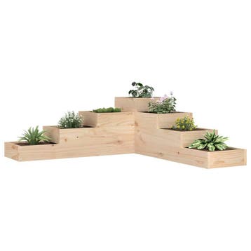 vidaXL Plantenbak 4-laags 106x104,5x36 cm massief grenenhout, Verzenden, Nieuw, Hout, 30 tot 60 cm