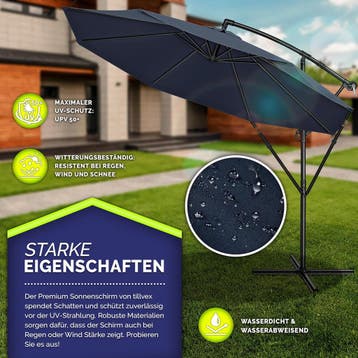 Zweefparasol - Tuinparasol - Parasol 350 cm - Met voet - Met, Verzenden, Zo goed als nieuw