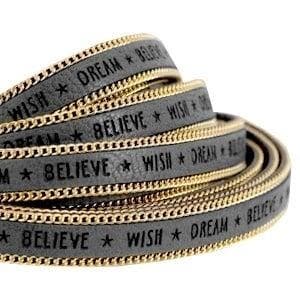 20 cm Quote imi leer 10mm met schakelketting goud - Belie..., Ophalen of Verzenden, Nieuw, Draad