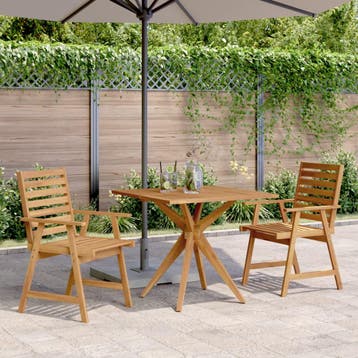 vidaXL 3-delige Tuinset massief acaciahout, 2 zitplaatsen, Nieuw, Tuinset, Verzenden